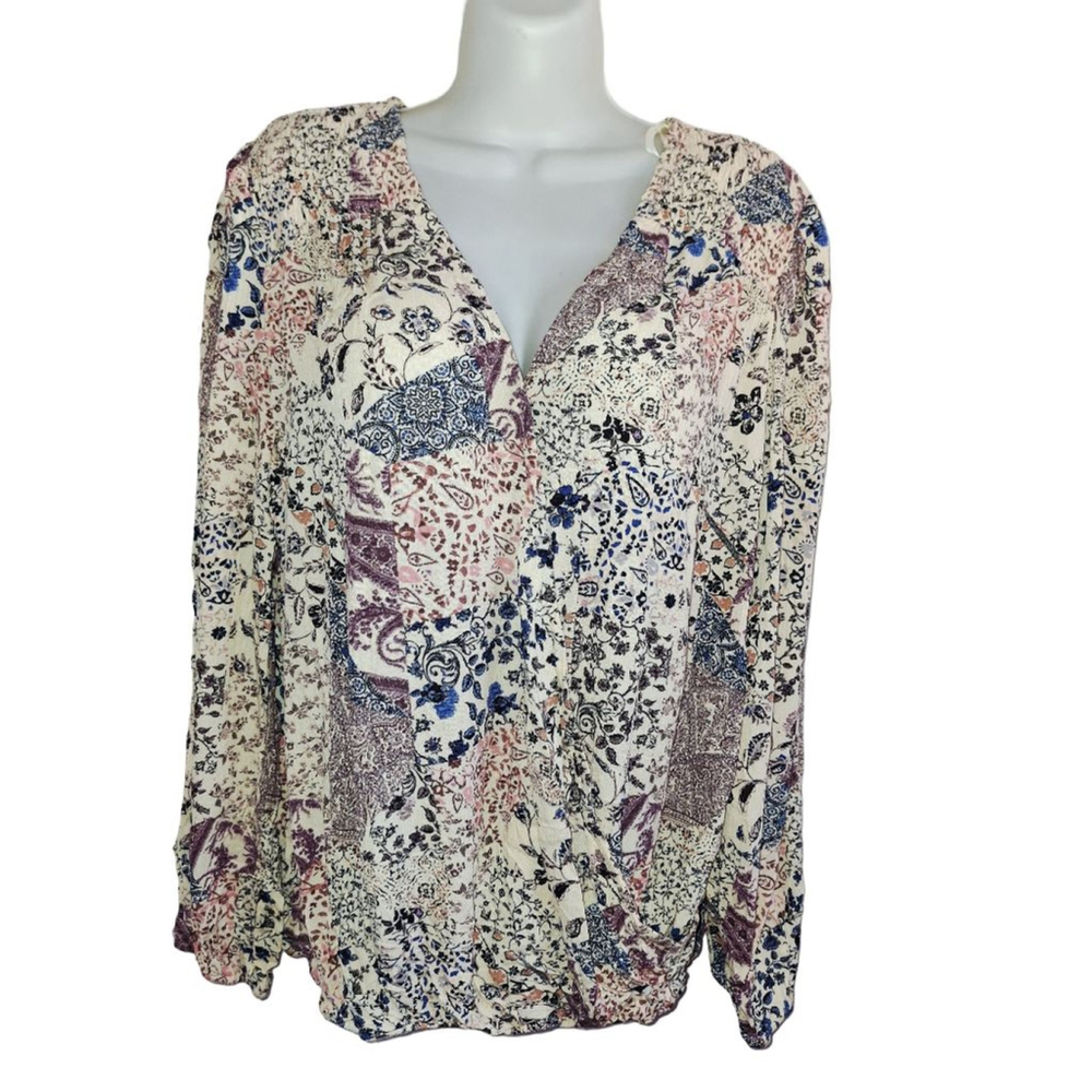 KNOX ROSE Blouse XXL Off-White Floral officecore secretary teacher